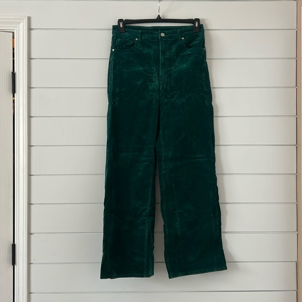 H&M Wide Leg Green Corduroy Pants